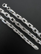  925 Sterling Silver 7.5mm Triangle Rolo Hermes Link Chain Necklace Or Bracelet 