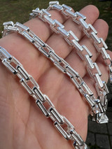 925 Sterling Silver 7mm Tribal Hawaiian Rolo Bar Link Chain