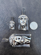 Italiano Silver, Inc. Black MOISSANITE 925 Silver Iced Jesus Piece Pendant Necklace Pass Diamond Test 