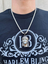 Italiano Silver, Inc. Black MOISSANITE 925 Silver Iced Jesus Piece Pendant Necklace Pass Diamond Test 