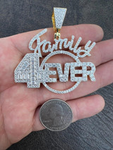 HarlemBling MOISSANITE 925 Silver / Gold Family Forever 4EVER Iced Hip Hop Necklace Pendant 
