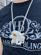 HarlemBling HUGE 3" 35.5ct MOISSANITE 925 Silver Sonic The Hedgehog Iced Pendant Necklace 