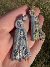  MOISSANITE Real 925 Silver / Gold Saint St Lazarus Iced Necklace Pendant Hip Hop 
