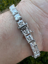 HarlemBling REAL 5mm MOISSANITE Princess Cut Square Tennis Bracelet Passes Diamond Tester 