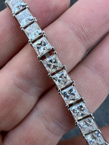 HarlemBling REAL 5mm MOISSANITE Princess Cut Square Tennis Bracelet Passes Diamond Tester 
