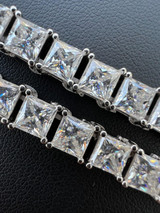 HarlemBling REAL 5mm MOISSANITE Princess Cut Square Tennis Bracelet Passes Diamond Tester 