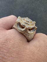 Italiano Silver, Inc. 3.38ct Real Diamond Hip Hop Solid 14k Yellow Gold Iced King Crown Micropave Ring 