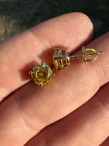  Canary Yellow Moissanite Screwback Stud Earrings 14k Gold Vermeil 925 Silver 3-8mm Diamond Tester 