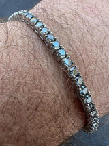  Real Iced Blue Gray MOISSANITE 3mm Tennis Bracelet 925 Silver Pass Diamond Test 