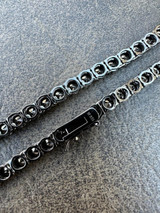 Italiano Silver, Inc. Real Black MOISSANITE 5mm Tennis Chain Black Rhodium 925 Silver Iced Necklace 