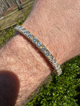 HarlemBling Real Iced 5mm MOISSANITE Tennis Bracelet 14k Gold Over 925 - Stones On All Sides 