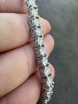 HarlemBling REAL Hip Hop Iced 5mm MOISSANITE Tennis Bracelet 925 Silver - Stones On All Side 