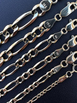 HarlemBling Real Solid 14k Yellow Gold Figaro Link Chain 16-24" 2mm-7mm Necklace ITALY 