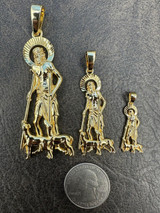  14k Gold Plated 925 Silver Saint St Lazarus Necklace Pendant 1"-2.75" San Lazaro 