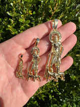  14k Gold Plated 925 Silver Saint St Lazarus Necklace Pendant 1"-2.75" San Lazaro 