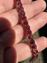  Real Iced Ruby Red MOISSANITE 5mm Tennis Bracelet 925 Silver Pass Diamond Test 