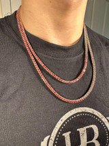 Italiano Silver, Inc. Real Ruby Red MOISSANITE 3mm Tennis Chain 925 Silver Iced Necklace Pass Test 