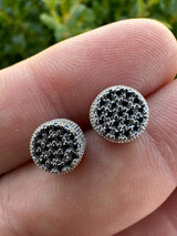 HarlemBling Black Moissanite 925 Silver Iced Hip Hop Earrings Small 1/3" Studs Pass Tester 