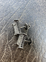 Italiano Silver, Inc. Black MOISSANITE Oxidized Rhodium Over 925 Silver Square Kite Earrings Hip Hop 