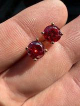 HarlemBling Real Ruby Red Moissanite Screwback Stud Earrings 14k Gold Over 925 Silver 3-8mm 
