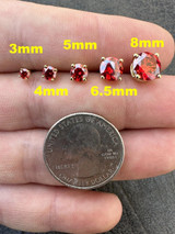 HarlemBling Real Ruby Red Moissanite Screwback Stud Earrings 14k Gold Over 925 Silver 3-8mm 