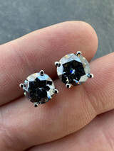 HarlemBling Real Blue Gray Moissanite Screwback Stud Earrings 925 Silver 3-8mm Iced Tester ✅ 