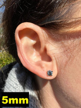 HarlemBling Real Blue Gray Moissanite Screwback Stud Earrings 925 Silver 3-8mm Iced Tester ✅ 