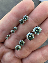 HarlemBling Real Green Moissanite Screwback Stud Earrings 925 Silver 3-8mm Iced Pass Tester 