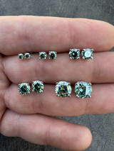 HarlemBling Real Green Moissanite Screwback Stud Earrings 925 Silver 3-8mm Iced Pass Tester 