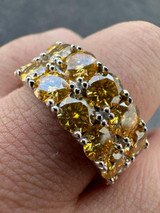 HarlemBling Yellow Canary Moissanite Ring Real 925 Silver Hip Hop Iced Tennis Band Big 10mm 