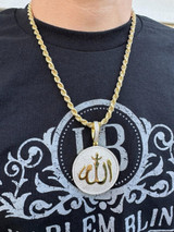 HarlemBling MOISSANITE Real 925 Silver / Gold Allah Medallion Arabic Necklace Pendant Iced 
