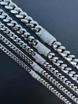 HarlemBling Real Miami Cuban Chain Necklace 925 Silver Baguette MOISSANITE Clasp Pass Tester 