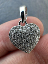 HarlemBling MOISSANITE 925 Silver Iced Small Ladies Heart Shaped Love Pendant Necklace Charm 