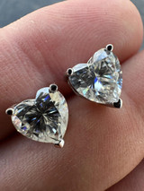 HarlemBling Real Moissanite Solitaire Stud Earrings Heart Shaped Fancy Cut 925 Silver 3-7mm 