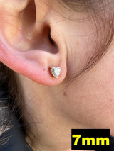 HarlemBling Real Moissanite Solitaire Stud Earrings Heart Shape Cut 14k Gold Over 925 Silver 