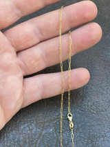  14k Solid Yellow Gold Paperclip Rolo Chain 1.5mm Necklace 16"-24" For Ladies 