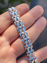 Italiano Silver, Inc. MOISSANITE Presidential ID Panther Link Bracelet Real 925 Silver Ice Out Hip Hop 