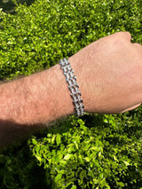 Italiano Silver, Inc. MOISSANITE Presidential ID Panther Link Bracelet Real 925 Silver Ice Out Hip Hop 