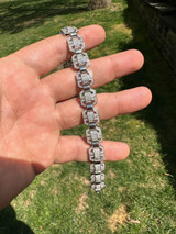HarlemBling Men’s Moissanite Custom Link Real 925 Sterling Silver Bracelet Passes Tester 