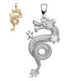 HarlemBling Real Moissanite 3D Dragon Pendant Iced Necklace 925 Silver / 14k Gold Hip Hop 