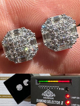 Moissanite 3D Iced Prong Solitaire Screwback Large Stud Earrings