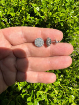 HarlemBling MOISSANITE Real 925 Silver Iced Cluster Round Hip Hop Out Big Mens 10mm Earrings 