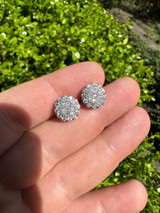 HarlemBling MOISSANITE Real 925 Silver Iced Cluster Round Hip Hop Out Big Mens 10mm Earrings 