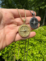 HarlemBling Real 925 Silver / 14k Gold Plated North Star Compass Medallion Pendant Necklace 