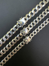 Italiano Silver, Inc. Curb Cuban Link Chain Necklace Bracelet Real 925 Sterling Silver Sleek Box Clasp 