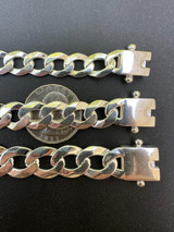 Italiano Silver, Inc. Flat Curb Cuban Link Chain Bracelet Real 925 Sterling Silver Sleek Box Clasp 