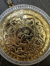 HarlemBling HUGE Moissanite Aztec Calendar Mayan Sun God Iced 925 Silver Pendant Necklace 