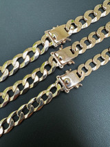 Italiano Silver, Inc. Flat Curb Cuban Link Chain Necklace 14k Rose Gold Plated 925 Silver Box Clasp 