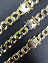 Italiano Silver, Inc. Flat Curb Cuban Link Chain Necklace Real 14k Gold Plated 925 Silver Box Clasp 