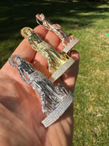  MOISSANITE Real 925 Silver / Gold 3D Saint Lazarus Iced Necklace Pendant Hip Hop 